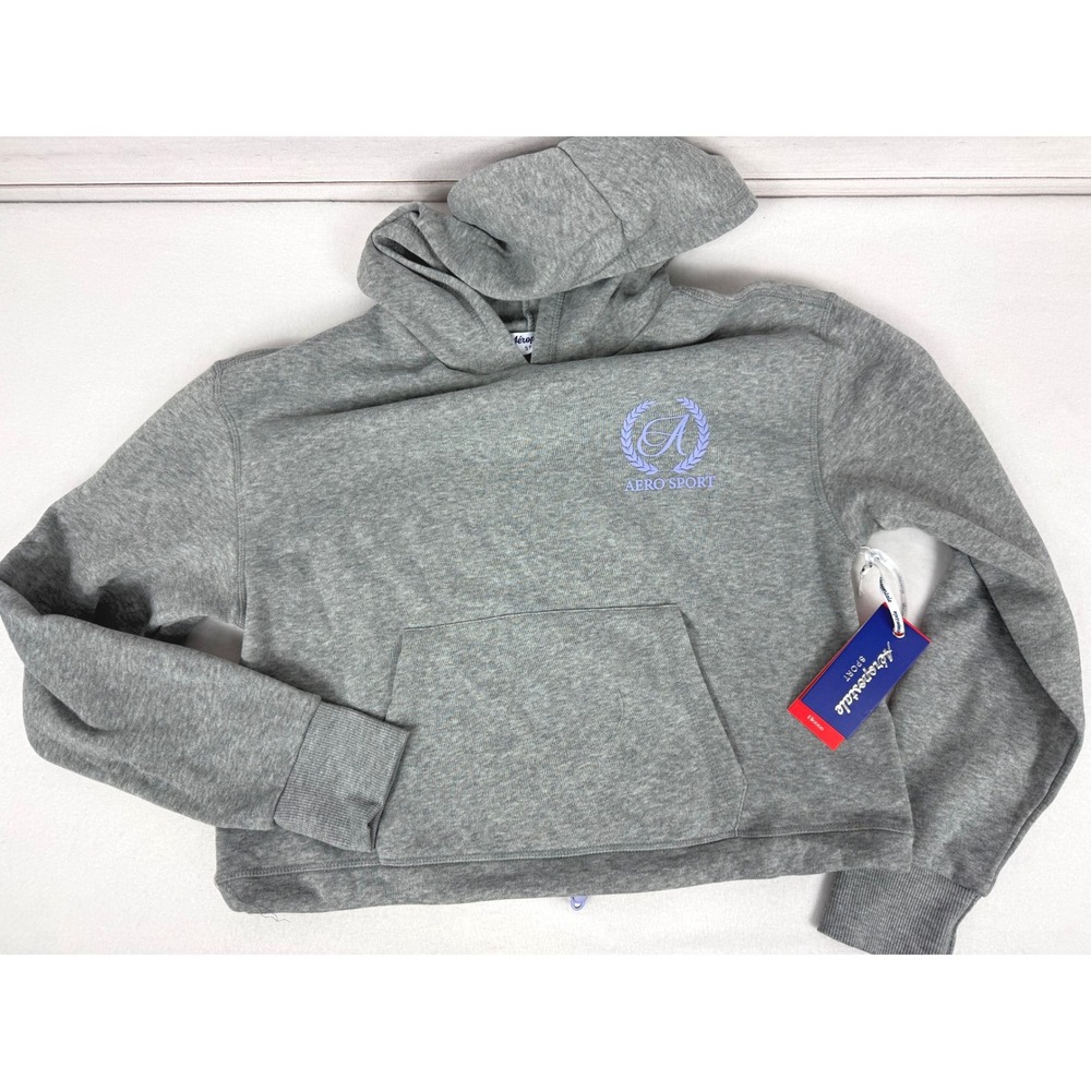 Aeropostale Sport Gray Pocket‎ Hoodie Cropped Sweatshirt Womens Size M NEW
